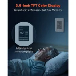 7-Day Programmable Thermostat, Home Thermostats For Radiant Underfloor Heating Cable, Heat Pump With GFCI, Gray-White -Fire Place Store gray white skyshalo programmable thermostats kbchwqdndl11n2b95001v7 250730 4f 1000