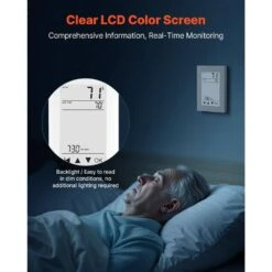 7-Day Programmable Thermostat, Gray-White Heat Pump With GFCI, Home Thermostats For Radiant Underfloor Heating Cable -Fire Place Store gray white skyshalo programmable thermostats kbchwqdndl11uahpt001v7 250728 4f 1000