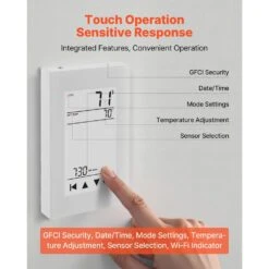 7-Day Programmable Thermostat, Gray-White Heat Pump With GFCI, Home Thermostats For Radiant Underfloor Heating Cable -Fire Place Store gray white skyshalo programmable thermostats kbchwqdndl11uahpt001v7 250728 c3 1000