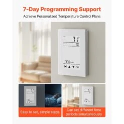 7-Day Programmable Thermostat, Gray-White Heat Pump With GFCI, Home Thermostats For Radiant Underfloor Heating Cable -Fire Place Store gray white skyshalo programmable thermostats kbchwqdndl11uahpt001v7 250728 fa 1000