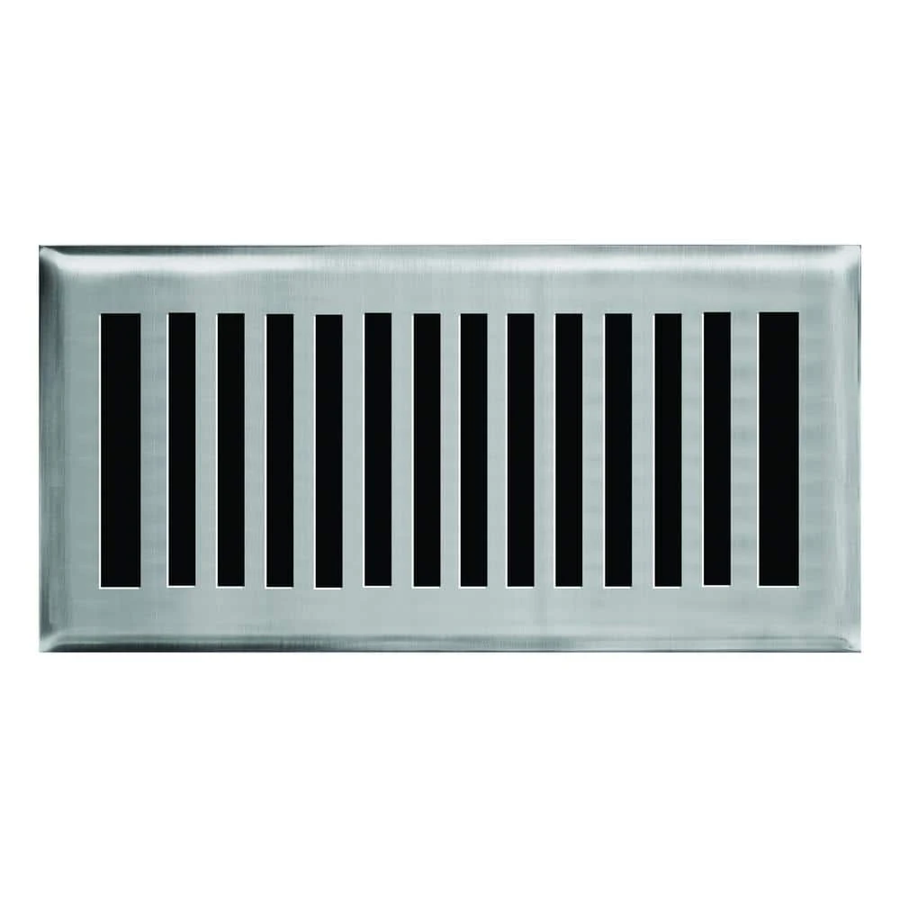 4 In. X 10 In. New York Modern Floor Register In Brushed Nickel 1 4 In. X 10 In. New York Modern Floor Register In Brushed Nickel