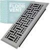 Basketweave 2 X 12 In. Decorative Floor Register Vent With Mesh Cover Trap, Light Grey