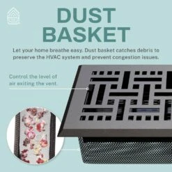 Basketweave 2 X 14 In. Decorative Floor Register Vent With Mesh Cover Trap, Dark Grey 11 Basketweave 2 X 14 In. Decorative Floor Register Vent With Mesh Cover Trap, Dark Grey -Fire Place Store grays home intuition registers grilles bwfv214dg 44 1000