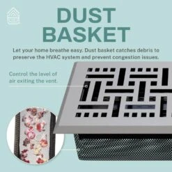 Basketweave 2 X 14 In. Decorative Floor Register Vent With Mesh Cover Trap, Light Grey 11 Basketweave 2 X 14 In. Decorative Floor Register Vent With Mesh Cover Trap, Light Grey -Fire Place Store grays home intuition registers grilles bwfv214lg 44 1000