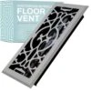 Victorian Scroll 2 X 10 In. Decorative Floor Register Vent With Mesh Cover Trap, Light Grey