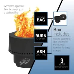 The Ridge NFL 15.7 In. X 12.5 In. Round Steel Smokeless Wood Pellet Portable Fire Pit With Bag, Screen-Green Bay-Packers -Fire Place Store green bay packers blue sky outdoor living wood burning fire pits pfp1513 packers 44 1000