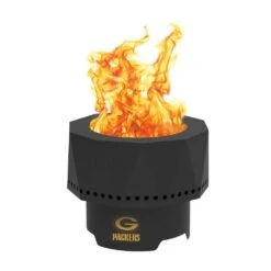 The Ridge NFL 15.7 In. X 12.5 In. Round Steel Smokeless Wood Pellet Portable Fire Pit With Bag, Screen-Green Bay-Packers -Fire Place Store green bay packers blue sky outdoor living wood burning fire pits pfp1513 packers c3 1000