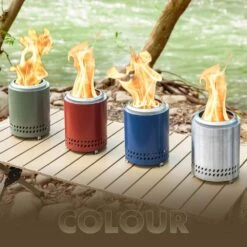 7 In. Green Steel Portable Smokeless Wood Pellets Burning Fire Pit With Flame Ring And Foldable Legs -Fire Place Store green staykiwi wood burning fire pits skssfp01grn 1f 1000