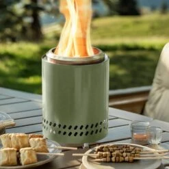 7 In. Green Steel Portable Smokeless Wood Pellets Burning Fire Pit With Flame Ring And Foldable Legs -Fire Place Store green staykiwi wood burning fire pits skssfp01grn 31 1000