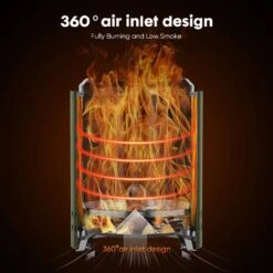 7 In. Green Steel Portable Smokeless Wood Pellets Burning Fire Pit With Flame Ring And Foldable Legs -Fire Place Store green staykiwi wood burning fire pits skssfp01grn 44 1000