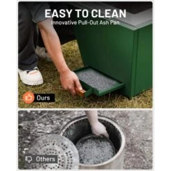 25 In. Green Smokeless Fire Pit Outdoor Wood Burning Portable Stainless Steel Fire Pit With Pull-Out Ash Pan For Patio -Fire Place Store green zeus ruta wood burning fire pits zn 714 1f 1000