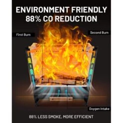 25 In. Green Smokeless Fire Pit Outdoor Wood Burning Portable Stainless Steel Fire Pit With Pull-Out Ash Pan For Patio -Fire Place Store green zeus ruta wood burning fire pits zn 714 c3 1000