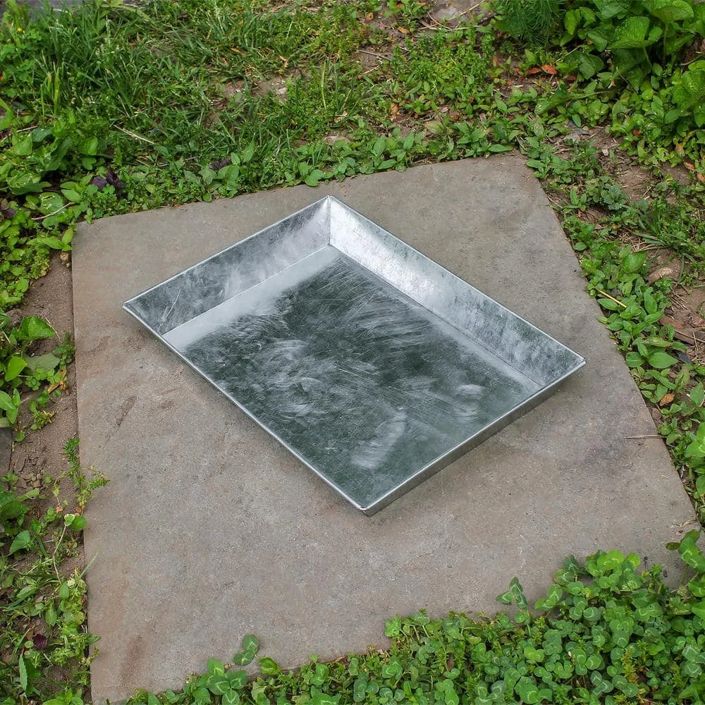 17 In. L Grey Steel Versatile Rectangular Ash Pan 3 17 In. L Grey Steel Versatile Rectangular Ash Pan - Image 3