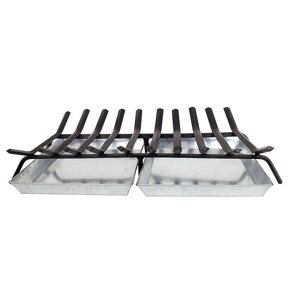 17 In. L Grey Set Of 2 Steel Ash Pan For 36 In. Grate 2 17 In. L Grey Set Of 2 Steel Ash Pan For 36 In. Grate - Image 2