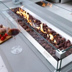 Granville Outdoor Fire Pit 60 In. X 27 In. Rectangular Concrete Propane Fire Table With Lava Rocks And Cover -Fire Place Store grey envelor gas fire pits env ofg121 lp 44 1000