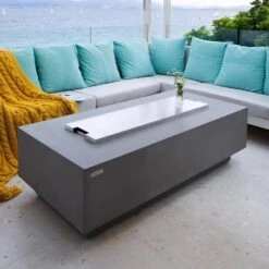 Granville Outdoor Fire Pit 60 In. X 27 In. Rectangular Concrete Propane Fire Table With Lava Rocks And Cover -Fire Place Store grey envelor gas fire pits env ofg121 lp 76 1000