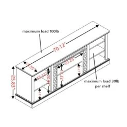 70 In. Freestanding Large TV Desk Storage Rack With Faux Stacked Stone Surround, With Large Storage Cabinet, Grey -Fire Place Store grey toolcat fireplace tv stands xxy1618 sg c3 1000