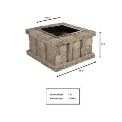 RumbleStone 38.5 In. X 21 In. Square Concrete Fire Pit Kit No. 5 In Greystone -Fire Place Store greystone fire pit kits rsk50734 40 1000