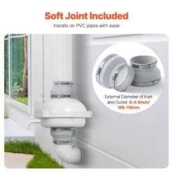 4 To 4.5 In. Radon Mitigation Fan System, Quiet 380 CFM Radon Mitigation Kit With 2-Couplers, Waterproof Radon Fan -Fire Place Store grow room ventilation dfsdj6inch3813o5av1 250219 4f 1000