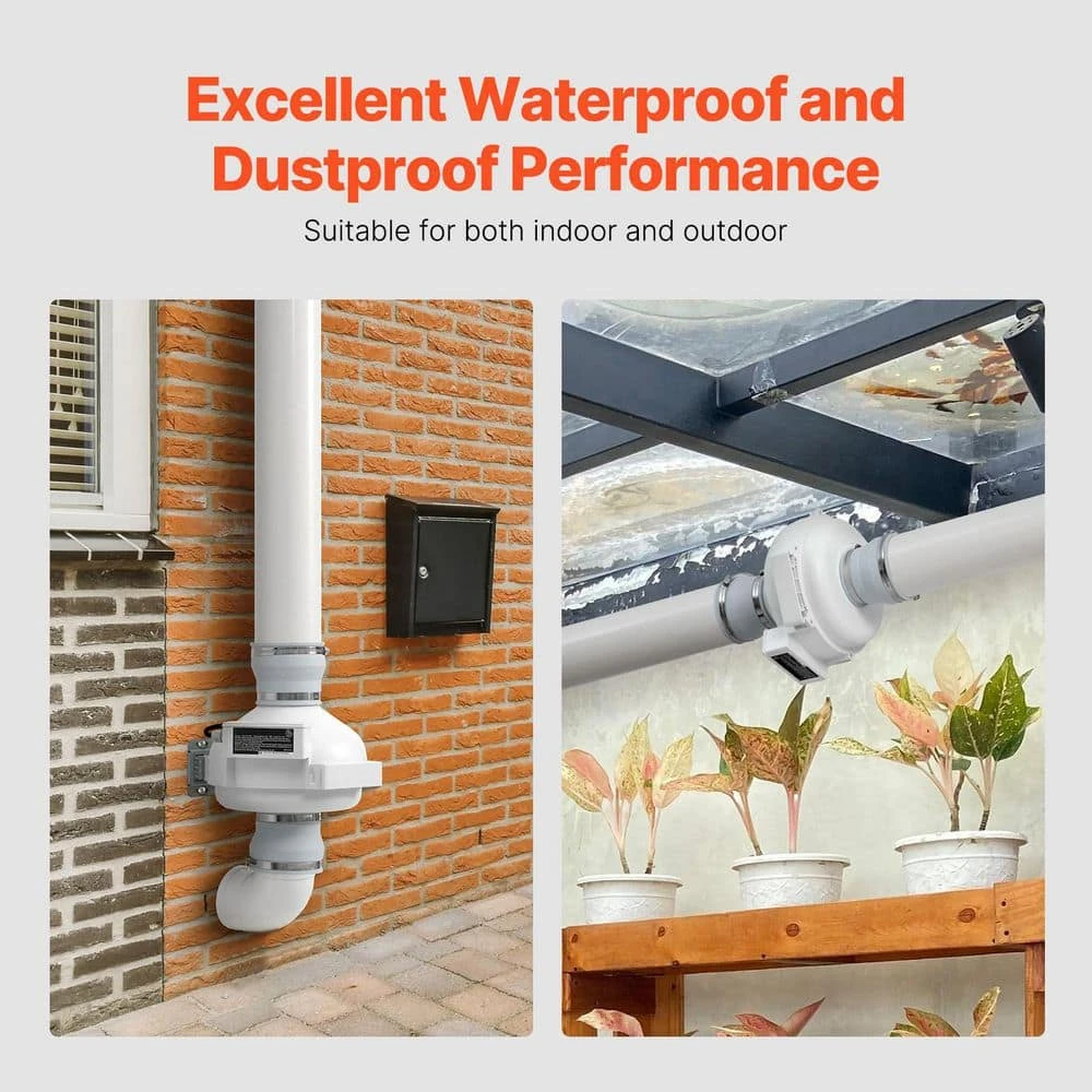 4 To 4.5 In. Radon Fan Installation Kit, Quiet 190 CFM Radon Mitigation Fan System Kit, Waterproof Inline Duct Fan 5 4 To 4.5 In. Radon Fan Installation Kit, Quiet 190 CFM Radon Mitigation Fan System Kit, Waterproof Inline Duct Fan - Image 5