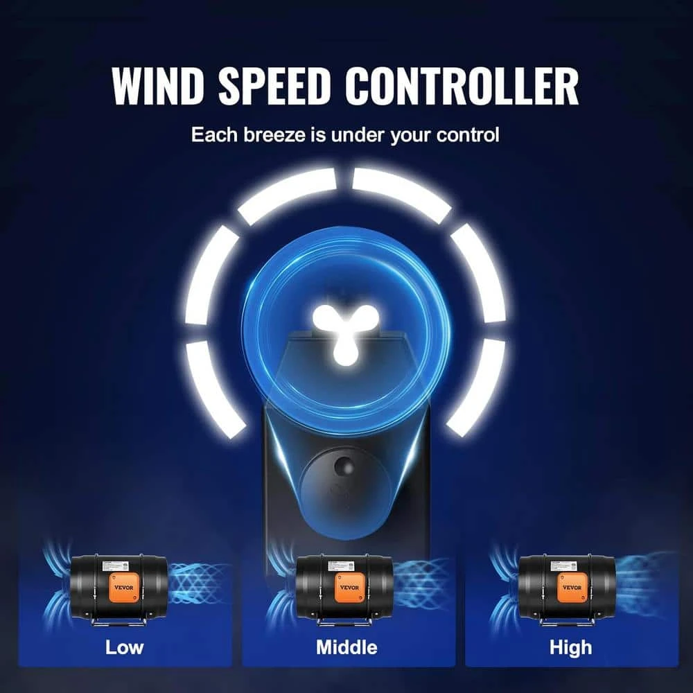 8 In. Inline Duct Fan 750 CFM With Variable Speed Controller, Quiet AC-motor Ventilation Exhaust Fan 6 8 In. Inline Duct Fan 750 CFM With Variable Speed Controller, Quiet AC-motor Ventilation Exhaust Fan - Image 6