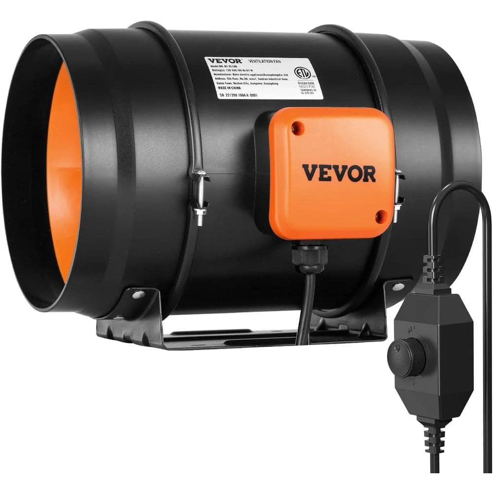 8 In. Inline Duct Fan 750 CFM With Variable Speed Controller, Quiet AC-motor Ventilation Exhaust Fan 1 8 In. Inline Duct Fan 750 CFM With Variable Speed Controller, Quiet AC-motor Ventilation Exhaust Fan