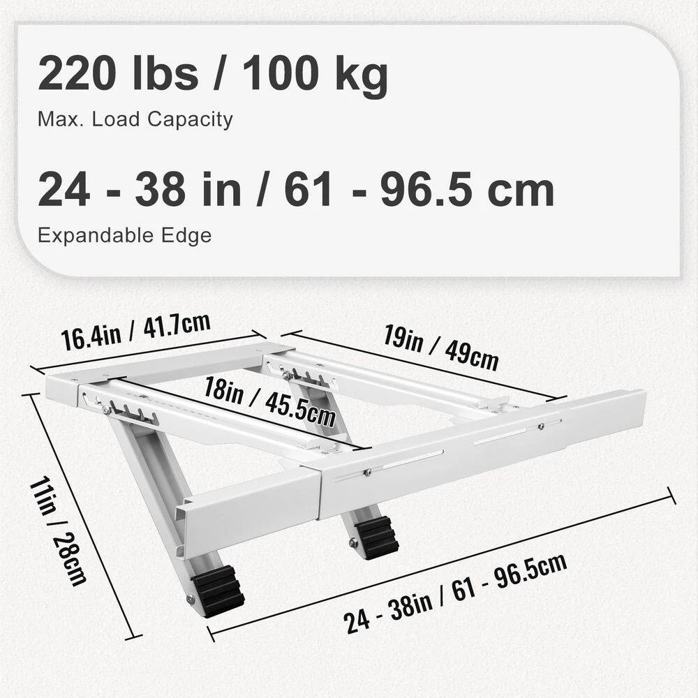 Air Conditioner Support Bracket No Drilling Easy Installation, Heavy Duty Steel Construction Max 220 Lbs. Load Capacity 7 Air Conditioner Support Bracket No Drilling Easy Installation, Heavy Duty Steel Construction Max 220 Lbs. Load Capacity - Image 7