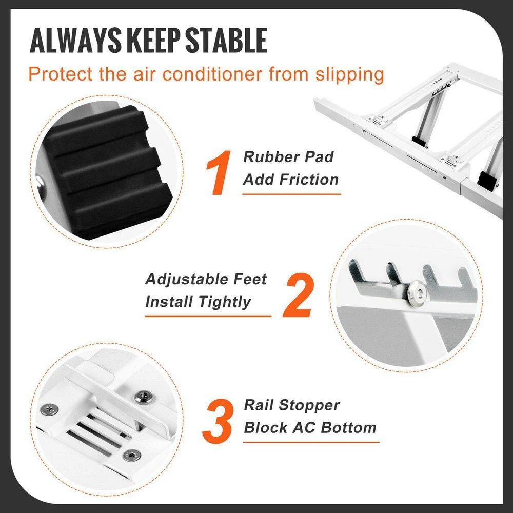 Air Conditioner Support Bracket No Drilling Easy Installation, Heavy Duty Steel Construction Max 220 Lbs. Load Capacity 6 Air Conditioner Support Bracket No Drilling Easy Installation, Heavy Duty Steel Construction Max 220 Lbs. Load Capacity - Image 6