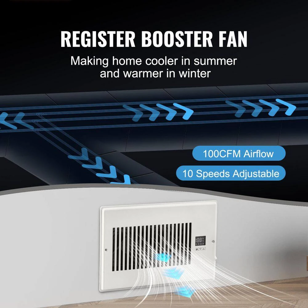 Register Booster Fan, Quiet Vent Booster Fan Fits 6 X 10 In. Register Holes, With Remote Control And Thermostat Control 4 Register Booster Fan, Quiet Vent Booster Fan Fits 6 X 10 In. Register Holes, With Remote Control And Thermostat Control - Image 4