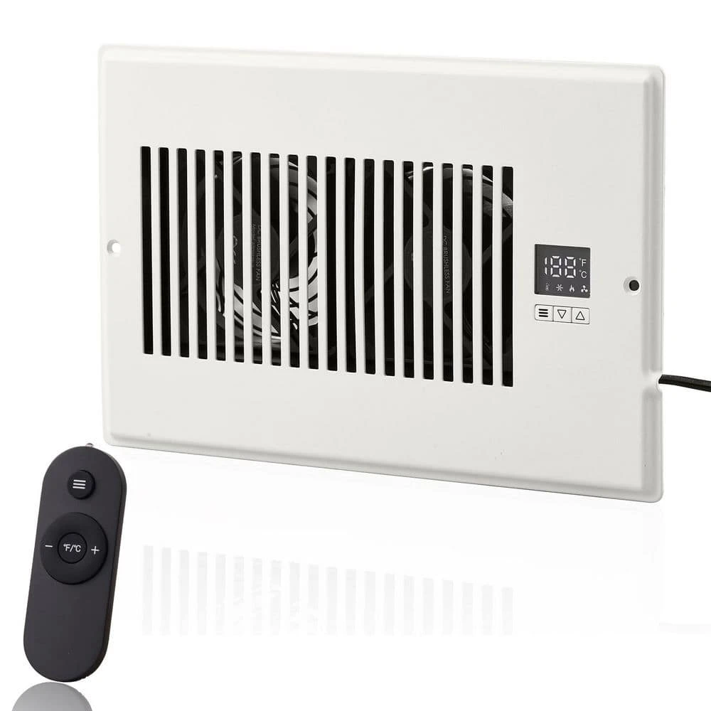Register Booster Fan, Quiet Vent Booster Fan Fits 6 X 10 In. Register Holes, With Remote Control And Thermostat Control 1 Register Booster Fan, Quiet Vent Booster Fan Fits 6 X 10 In. Register Holes, With Remote Control And Thermostat Control