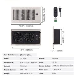 Register Booster Fan, Quiet Vent Booster Fan Fits 6 X 12 In. Register Holes, With Remote Control And Thermostat Control -Fire Place Store grow room ventilation zcztqfsb612ina6r5v5 250219 76 1000