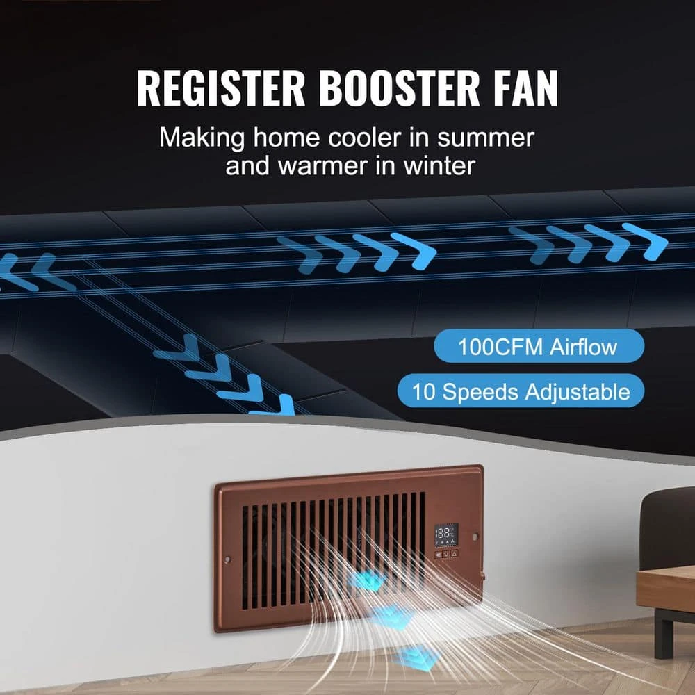 Register Booster Fan, Quiet Vent Booster Fan Fits 4 X 10 In. Register Holes, With Remote Control And Thermostat Control 4 Register Booster Fan, Quiet Vent Booster Fan Fits 4 X 10 In. Register Holes, With Remote Control And Thermostat Control - Image 4
