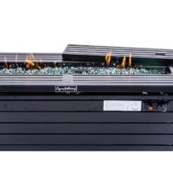 56 In. X 23 In. Rectangular Fire Pit Table In Hammered Black -Fire Place Store hammered black legacy heating gas fire pits cdfp s cb 44 1000