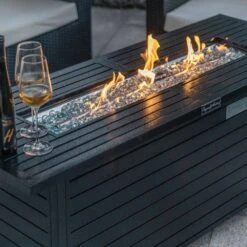 56 In. X 23 In. Rectangular Fire Pit Table In Hammered Black -Fire Place Store hammered black legacy heating gas fire pits cdfp s cb 76 1000