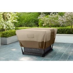 35.25 In. L X 35.25 In. W X 18 In. H Beige Patio Square Fire Pit Cover