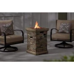 19 In. W 32000 Btu EnvirostonePropane Outdoor With Lava Rocks