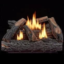 24 In. 32,000 BTU T-Stat Control Country Oak Vent Free Dual Fuel Gas Log Set -Fire Place Store hearthsense ventless gas fireplace logs 140318 c3 1000