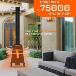Wood Pellet Outdoor Patio Heater With Glass Window, 75,000 BTU -Fire Place Store heatak chimineas pph100z 1d 1000