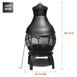 45 In. Outdoor Fireplace Wooden Black Fire Pit, Chimenea -Fire Place Store heatmaxx chimineas srch06d 4f 1000