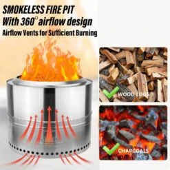Smokeless Fire Pit With Carry Bag, 17 In. H Round 360-Degree Air Flow Wood-Burning Fireplace In Stainless 9 Smokeless Fire Pit With Carry Bag, 17 In. H Round 360-Degree Air Flow Wood-Burning Fireplace In Stainless -Fire Place Store hitechluxe outdoor fireplaces tht131 ss 44 1000