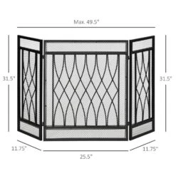 HOMCOM 49.5 In. X 31.5 In. Black 3-Panel Folding Fireplace Screen, Metal Mesh Fire Spark Guard 7 HOMCOM 49.5 In. X 31.5 In. Black 3-Panel Folding Fireplace Screen, Metal Mesh Fire Spark Guard -Fire Place Store homcom fireplace screens 820 240 4f 1000