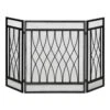 HOMCOM 49.5 In. X 31.5 In. Black 3-Panel Folding Fireplace Screen, Metal Mesh Fire Spark Guard