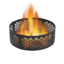 Decorative Honeycomb Fire 36 In. X 12 In. Round Steel Wood Fire Pit Ring -Fire Place Store honeycomb blue sky outdoor living fire pit covers and accessories fr36hc01 76 1000