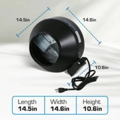 Hurricane 8 In. Commercial Grade Inline Wall Fan For HVAC And Ventilation (2-Pack) -Fire Place Store hurricane grow room ventilation 2 x hgc736580 01 40 1000