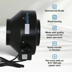 Hurricane 8 In. Commercial Grade Inline Wall Fan For HVAC And Ventilation (2-Pack) -Fire Place Store hurricane grow room ventilation 2 x hgc736580 01 a0 1000