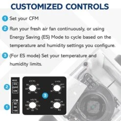50/80/100 CFM Steel Wall/Ceiling Mount Fresh Air Supply Fan With Temperature And Humidity Controls In Mill -Fire Place Store hvac accessories quf100x c3 1000