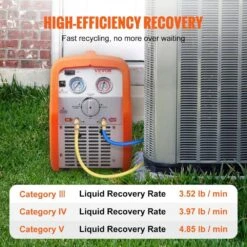 120-Volt 60Hz Portable 3/4 HP Refrigerant RecoveryMachine HVAC For Vapor Liquid Refrigerant With HighPressure Protection 8 120-Volt 60Hz Portable 3/4 HP Refrigerant RecoveryMachine HVAC For Vapor Liquid Refrigerant With HighPressure Protection -Fire Place Store hvac tools hssa05fs041 4f 1000