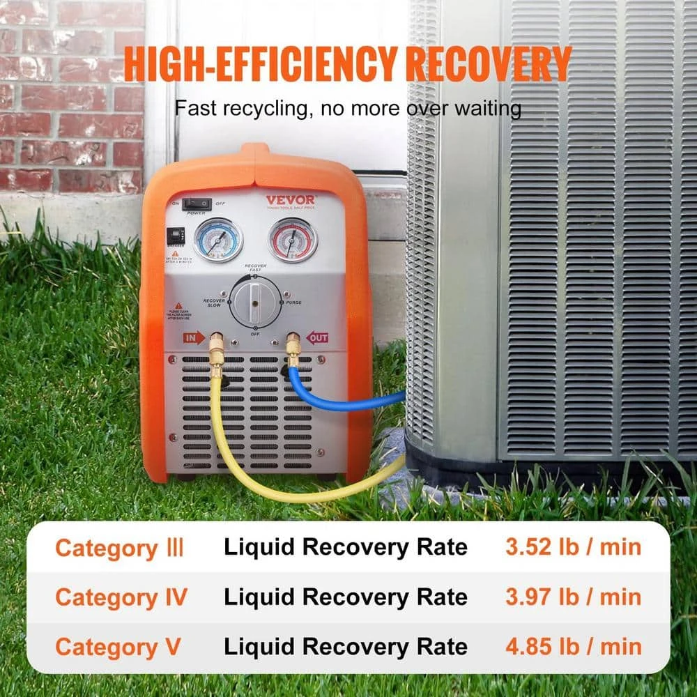 120-Volt 60Hz Portable 3/4 HP Refrigerant RecoveryMachine HVAC For Vapor Liquid Refrigerant With HighPressure Protection 3 120-Volt 60Hz Portable 3/4 HP Refrigerant RecoveryMachine HVAC For Vapor Liquid Refrigerant With HighPressure Protection - Image 3