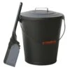 Olde World Iron Finish Large Capacity Ash Bin With Lid And Shovel