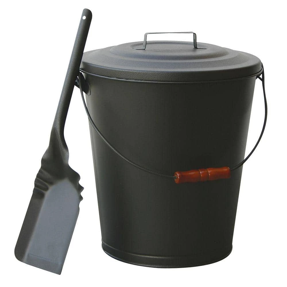 Olde World Iron Finish Large Capacity Ash Bin With Lid And Shovel 1 Olde World Iron Finish Large Capacity Ash Bin With Lid And Shovel